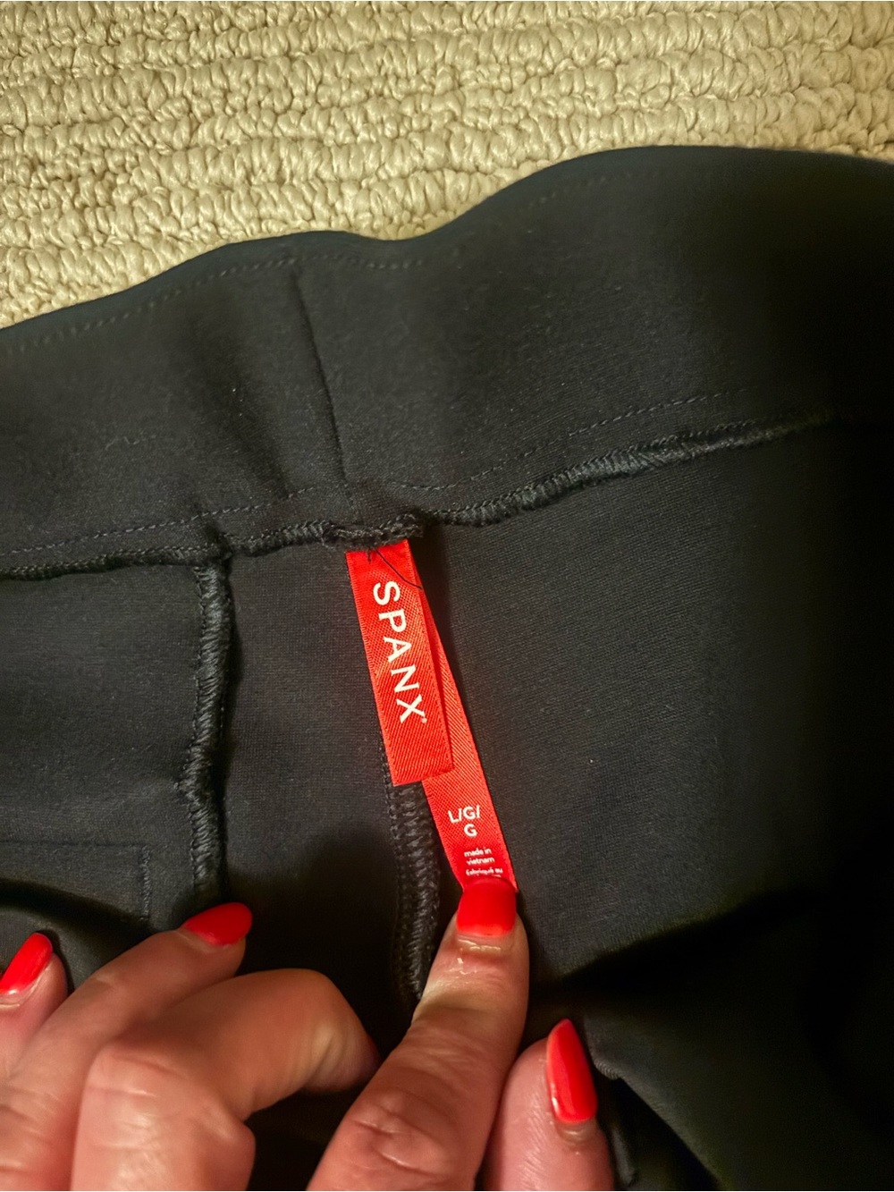 SPANX Black Sculpting Leggings with Red Tag